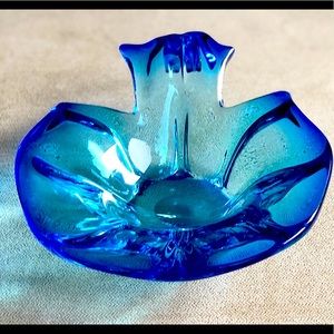 Murano Art Glass Blue Bowl Dish Ashtray 7x6.5”